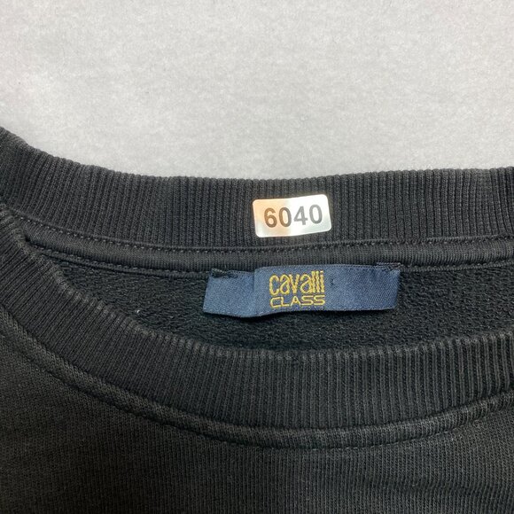 VINTAGE Roberto Cavalli Sweatshirt Mens L Black Alligator Print Y2K Pullover - Picture 2 of 13